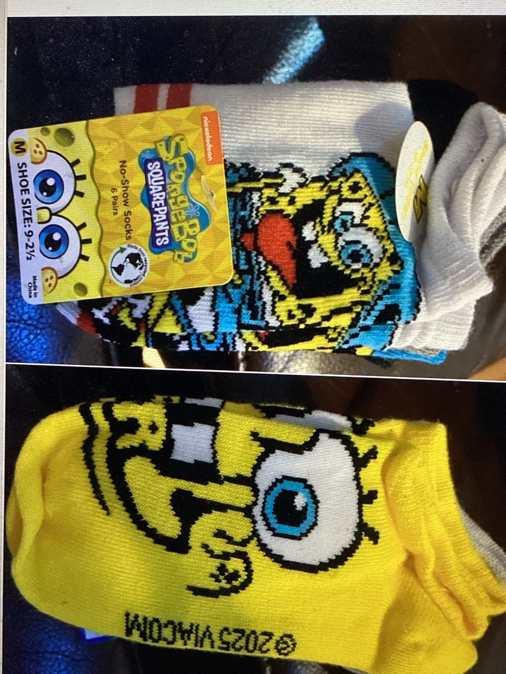 SpongeBob SquarePants Low-Cut Socks - Yellow, Blue, Black & White